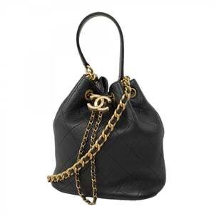 Chanel Matelasse Handbag with Chain Shoulder Strap, Black Calfskin, 2-Way Bag...